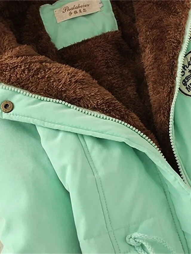 Women's Winter Coat Fleece Lined Parka Thermal Warm Windproof Puffer Jacket with Pocket Hooded Heated Jacket Fall Outerwear Drawstring Outdoor Street Fashion Casual Outerwear