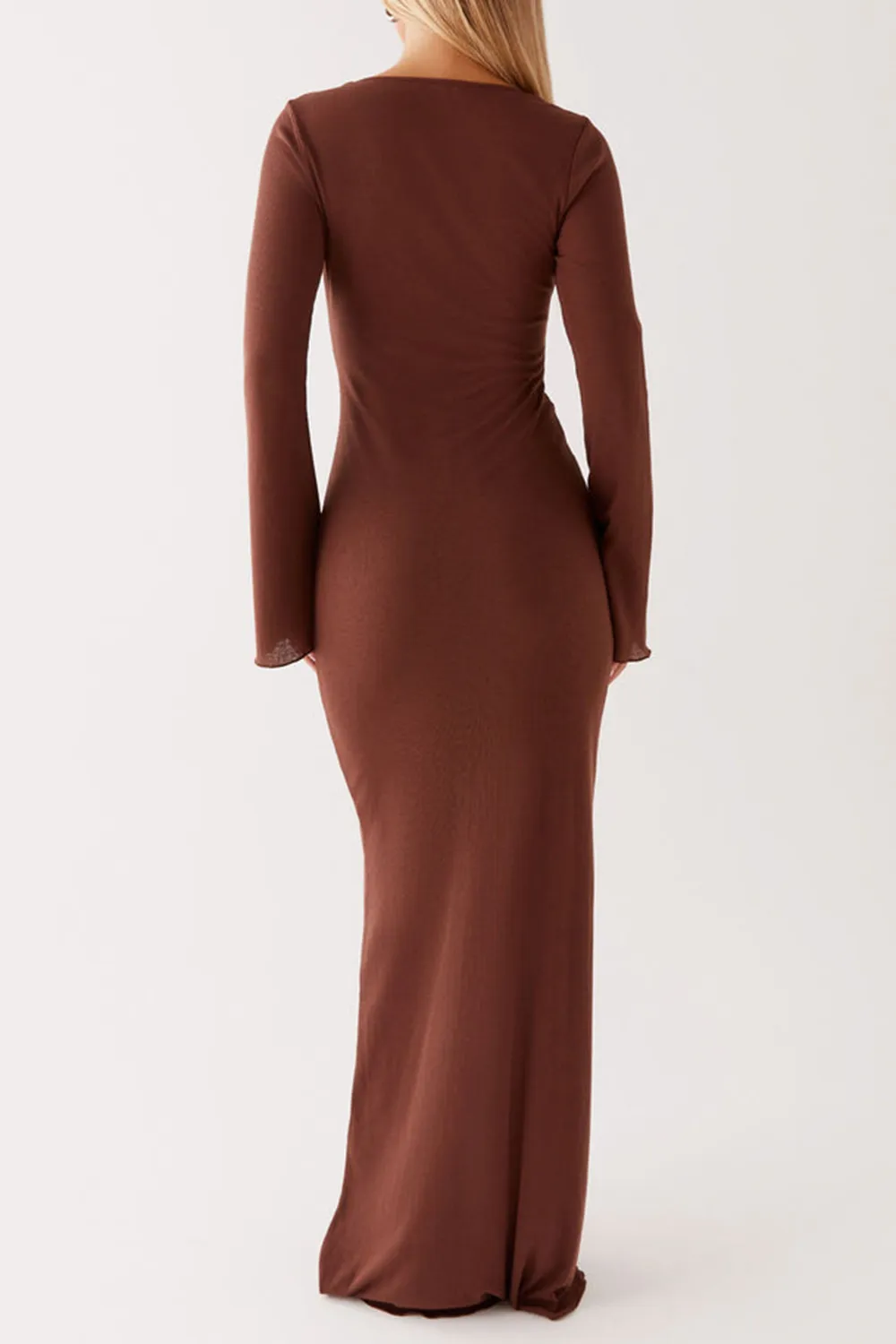 Cosy Days Long Sleeve Maxi Dress - Brown