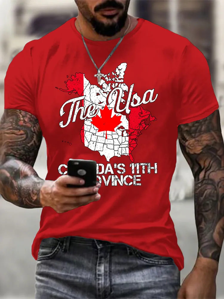 Round-Neck Short-Sleeved Shirt The Usa Canada'S 11Th Province T-Shirt