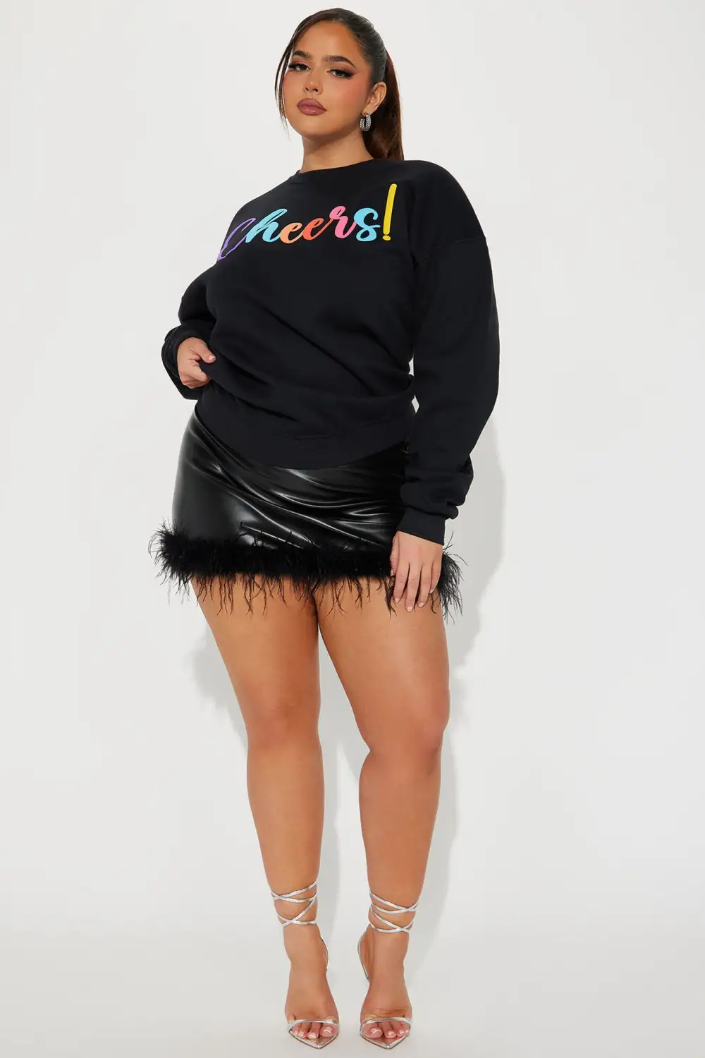 Cheers Puff Print Sweatshirt - Black