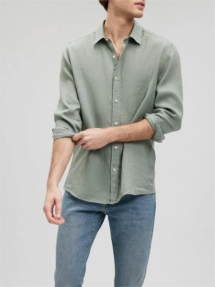 Olive Green Casual Men's Shirt