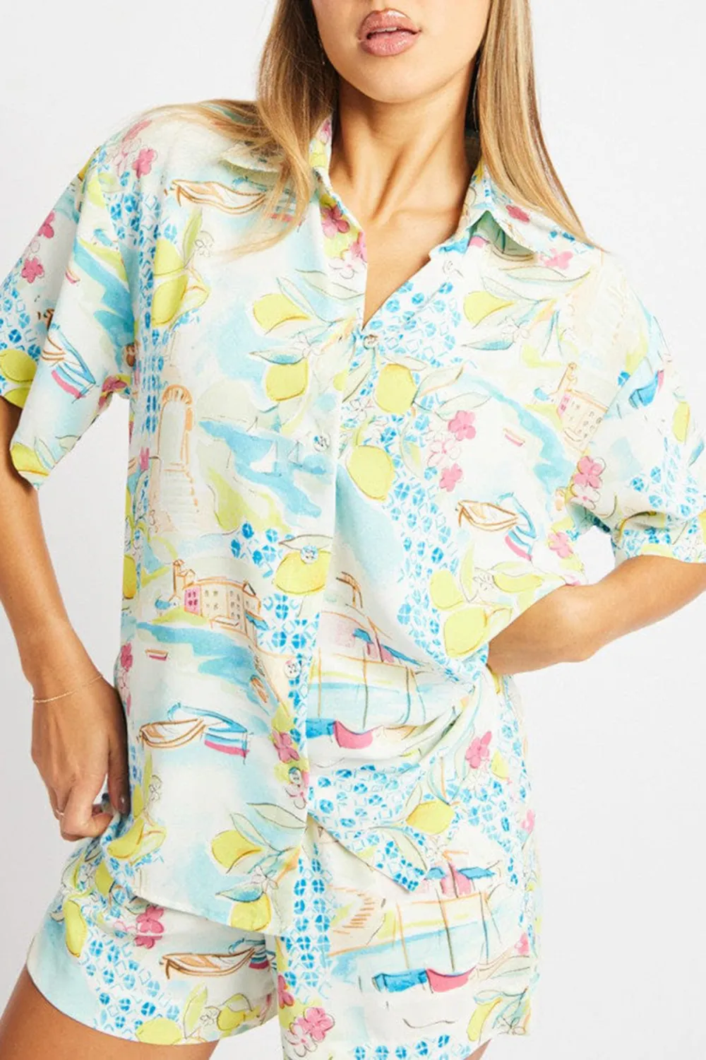 Multi Abstract Relaxed Shirt Short Sleeve