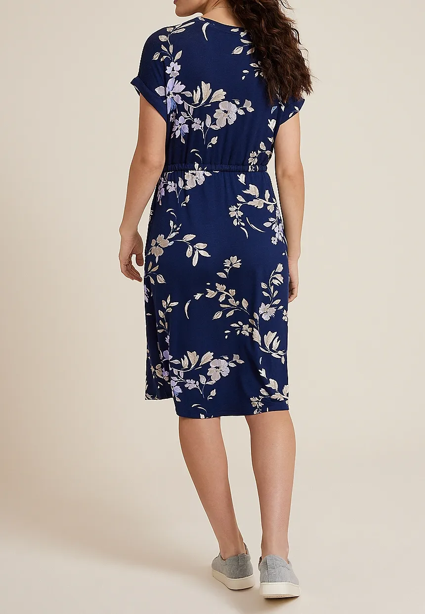 Floral Tie Waist Midi Dress