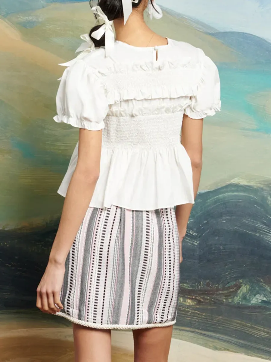 Lounge Free Wearing Style Ruffle Top