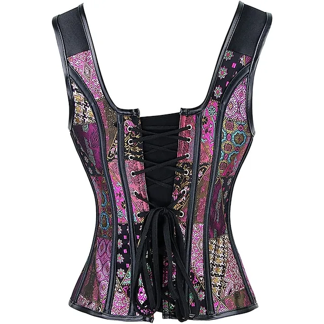 Corset Women's Corsets Halloween Wedding Party Party & Evening Plus Size Black White Purple Breathable Overbust Corset Zipper Lace Up Backless Tummy Control Push Up Flower All Seasons