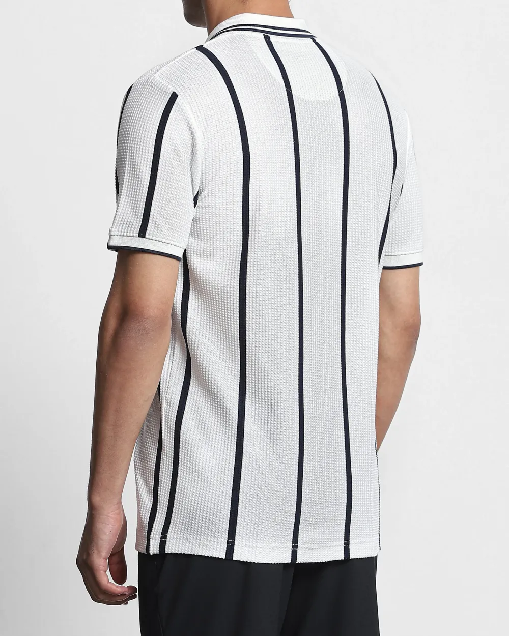 Daily Simple And Slimming White Striped Polo Shirt