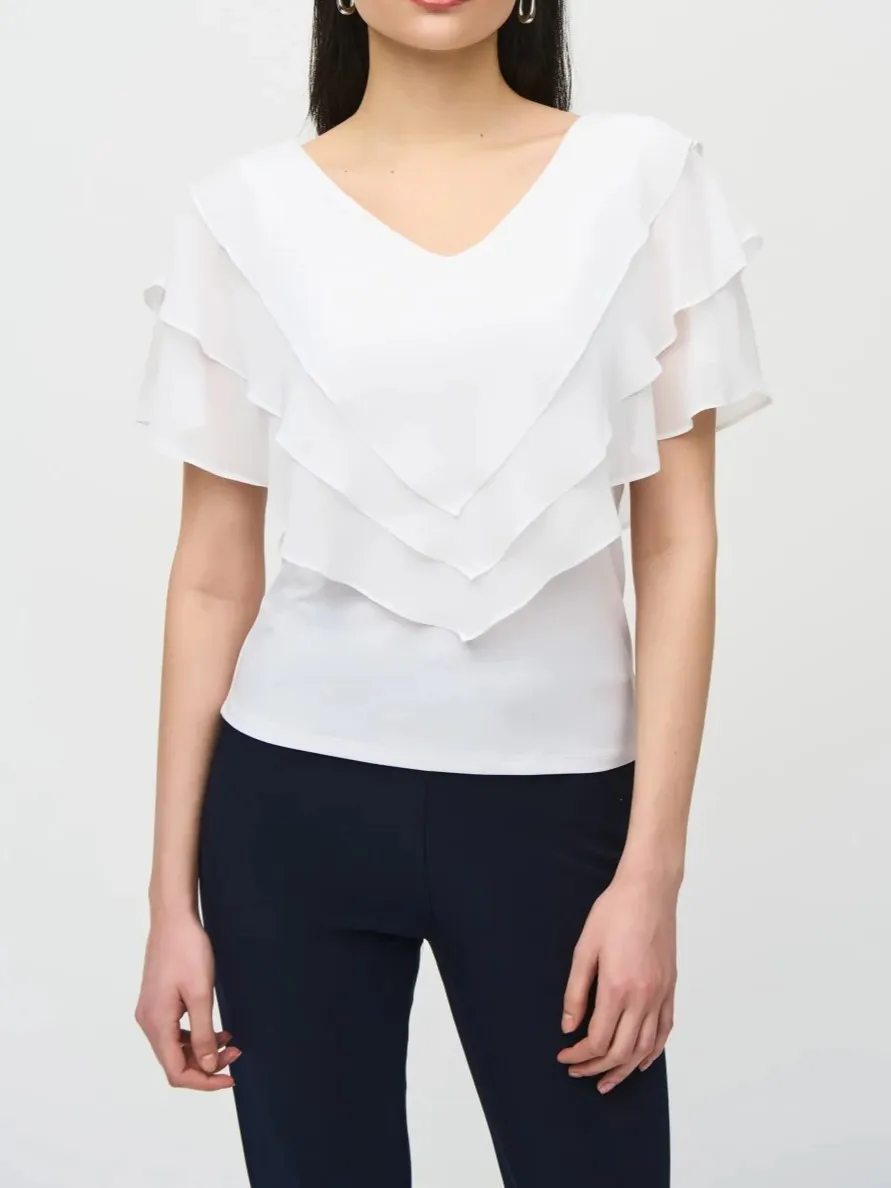 Navy Chiffon - Overlay Silky Knit Top
