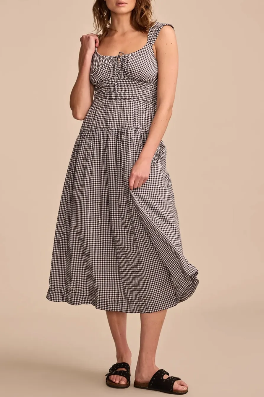 Cinched Waist Schiffli Midi Dress