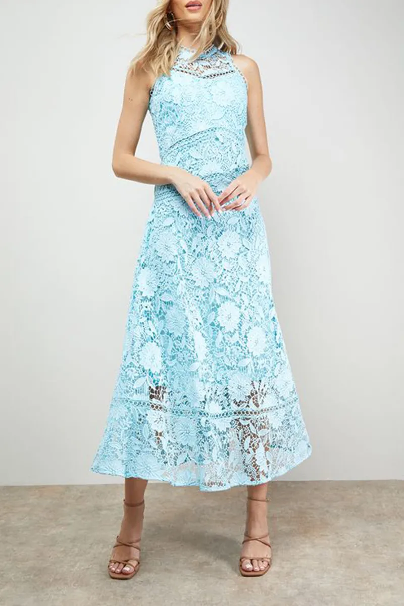 Casual Style High Neck Midi Dress