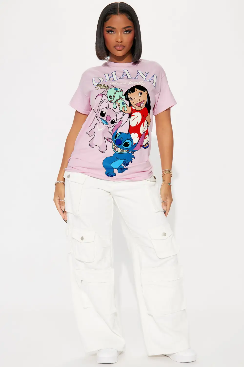 Ohana Means Family Graphic Tshirt - Pink