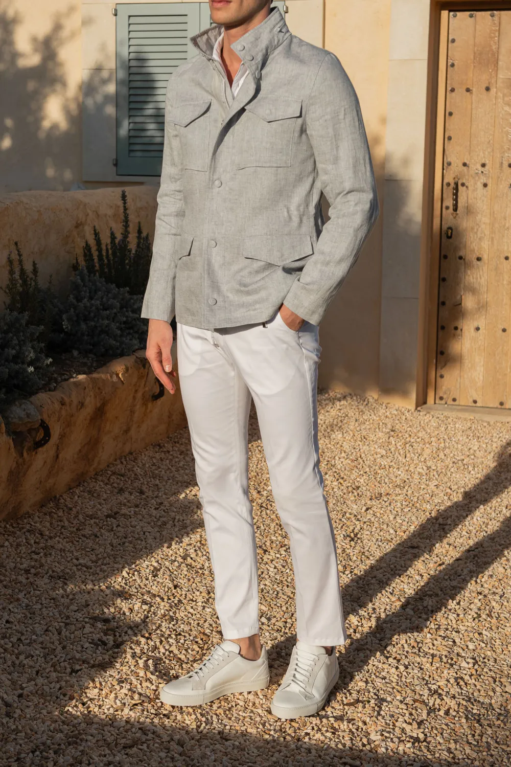 Chalk Grey Linen Field Jacket