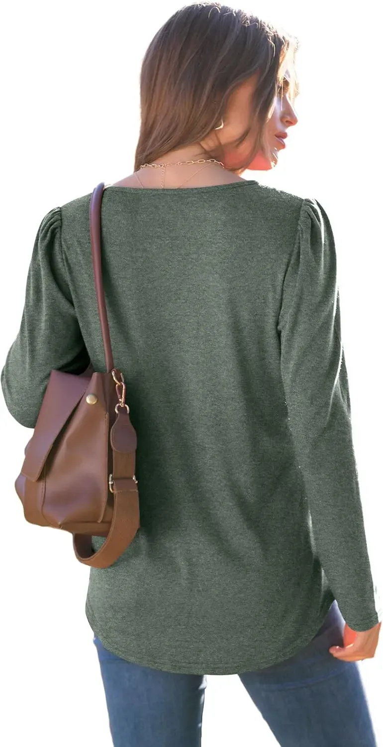 WIHOLL Blouses for Womens Dressy Casual 2024 Fall Tops Long Sleeve Shirts Loose Fit Tunics