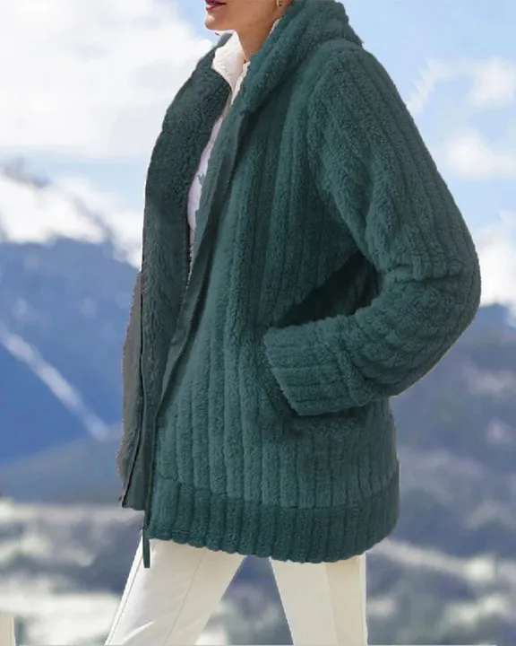Plush Solid Zipper Jacket