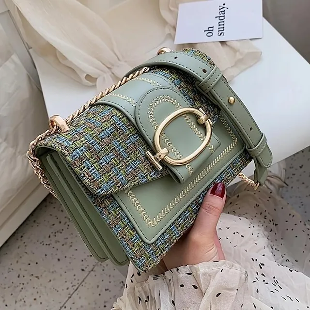 Women's Crossbody Bag Shoulder Bag Mobile Phone Bag PU Leather Cotton Party Outdoor Buttons Adjustable Large Capacity Durable Patchwork Black White Blue