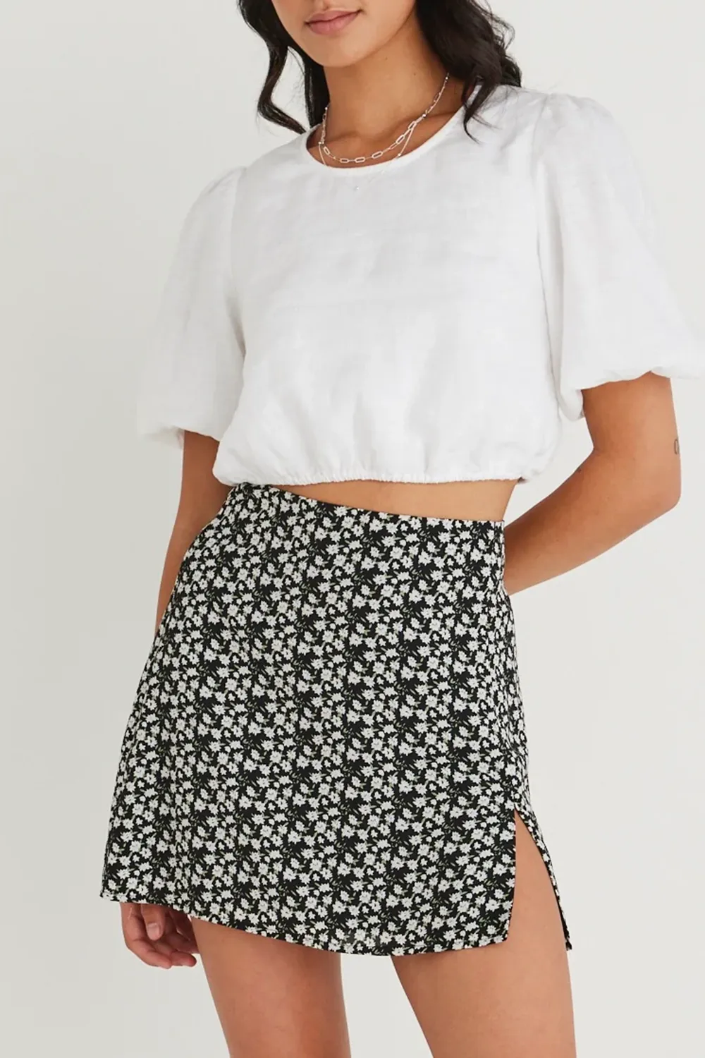 White Linen Cut - Out Crop Top