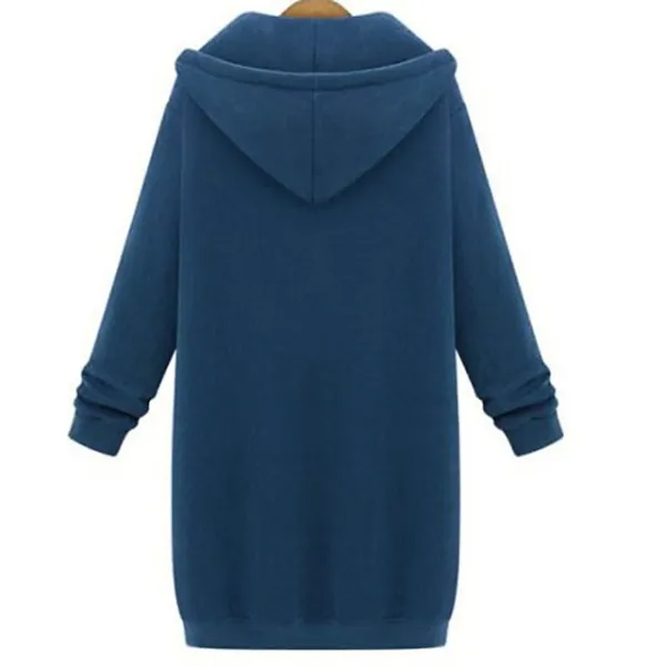 Women's Casual Jacket Fall Hoodie Jacket Warm Windproof Long Coat with Pocket Full Zip Sport Plain Coat Regular Fit Outerwear Long Sleeve Winter Black Blue Pink XL XXL
