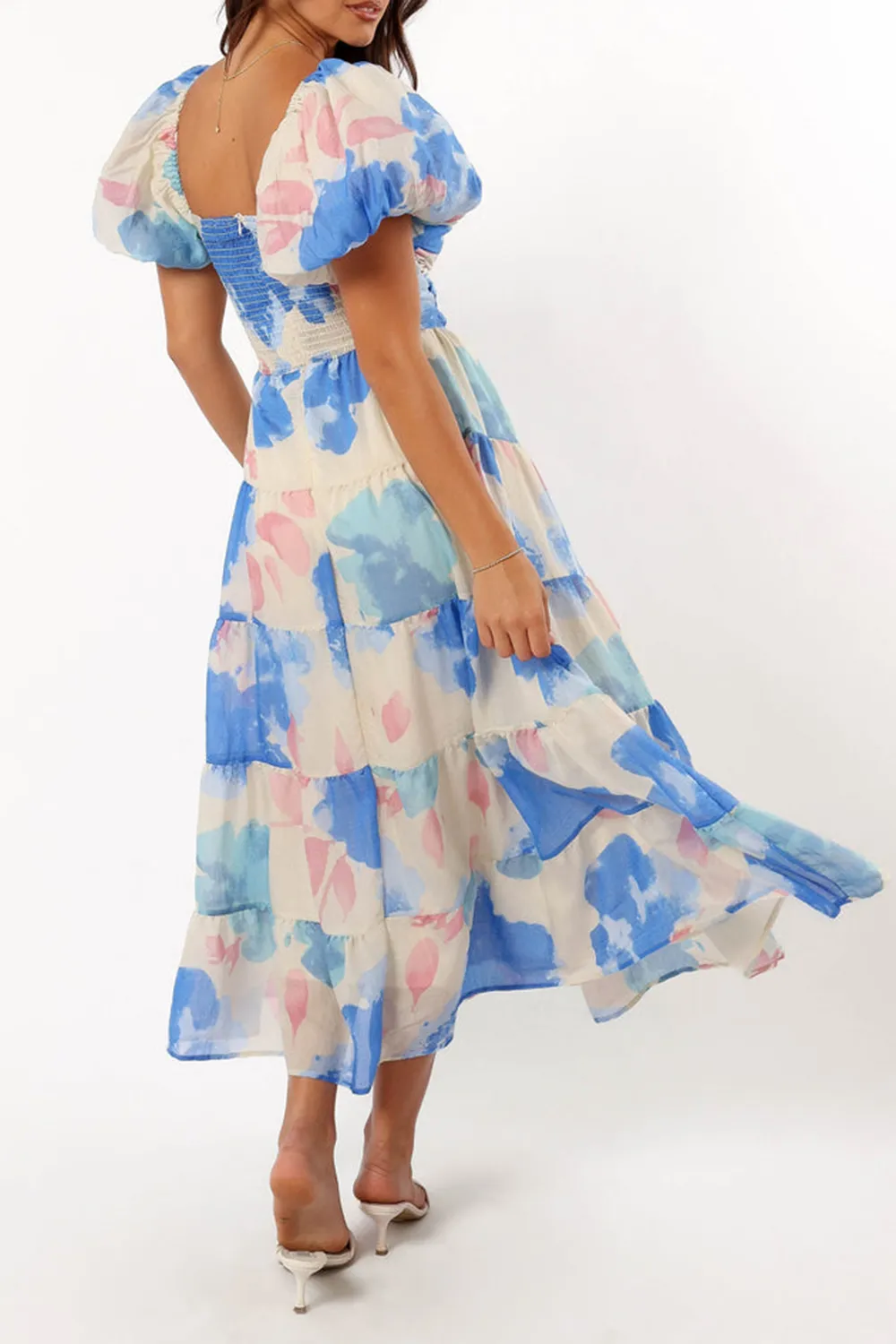 BLUE FLORAL MIDI DRESS