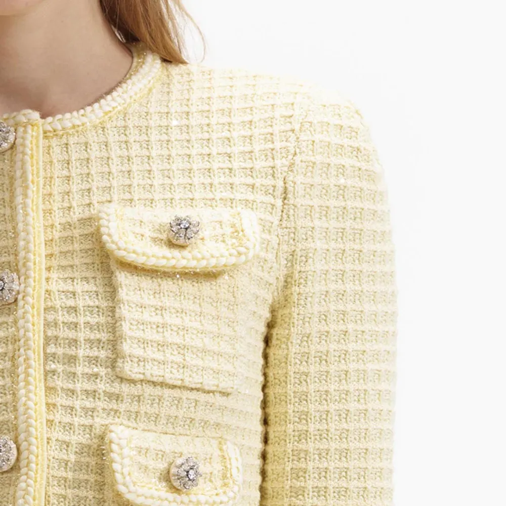 Yellow Textured Knit Jacket