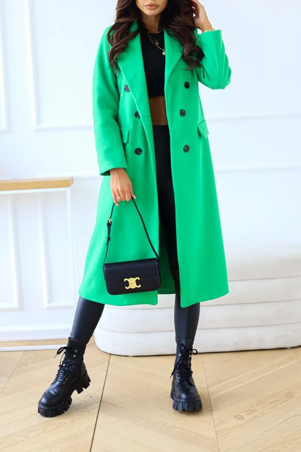 Solid Double Breasted Lapel Coat