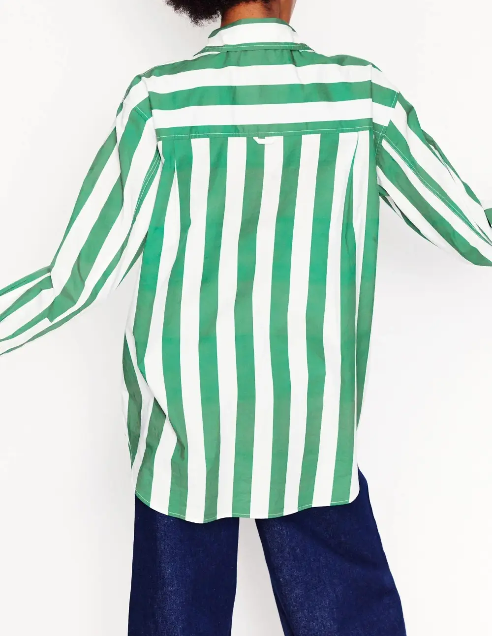 Rich Emerald Wide Stripe Cotton Shirt