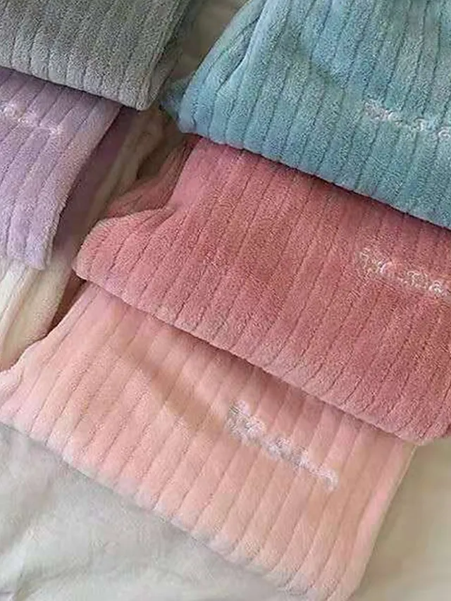 Women's Fleece Fluffy Fuzzy Warm Pajamas Sets Letter Plush Casual Comfort Home Daily Bed Coral Fleece Coral Velvet Warm Crew Neck Long Sleeve Pullover Pant Elastic Waist Fall Winter Light Pink White