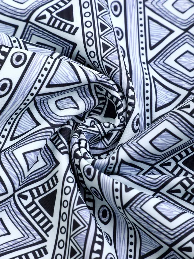 Vacation Ethnic Printing Halter Tankinis Two-Piece Set