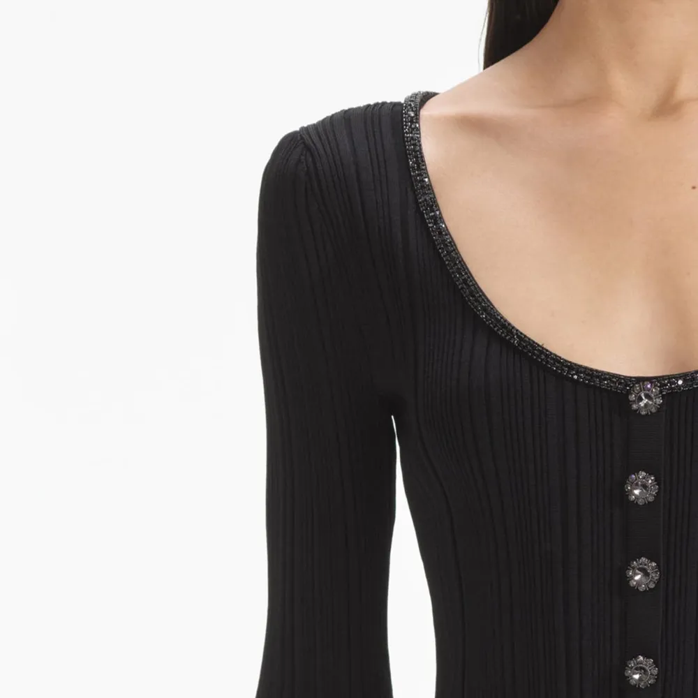 Black Embellished Knit Top