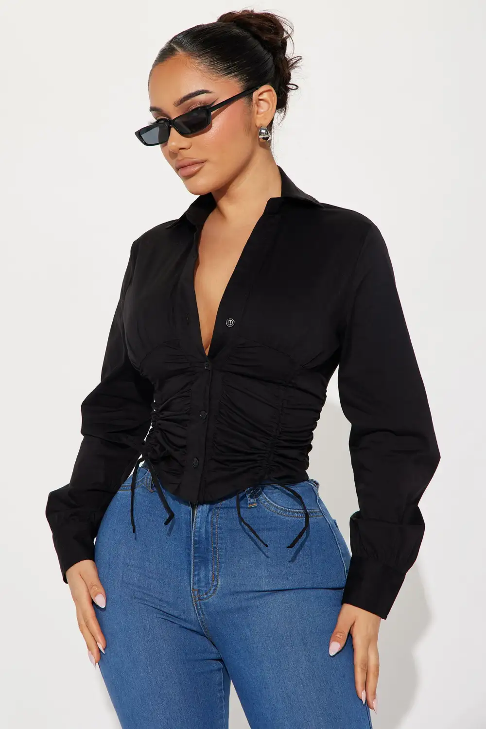 Thinkin' Of You Poplin Shirt - Black