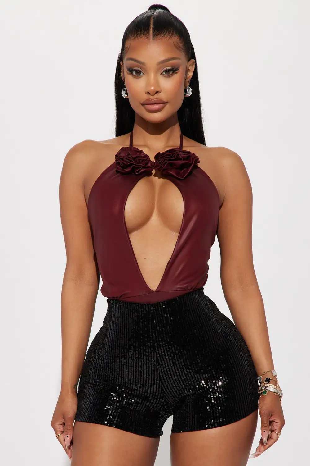 Carmelita Cut Out Bodysuit - Wine
