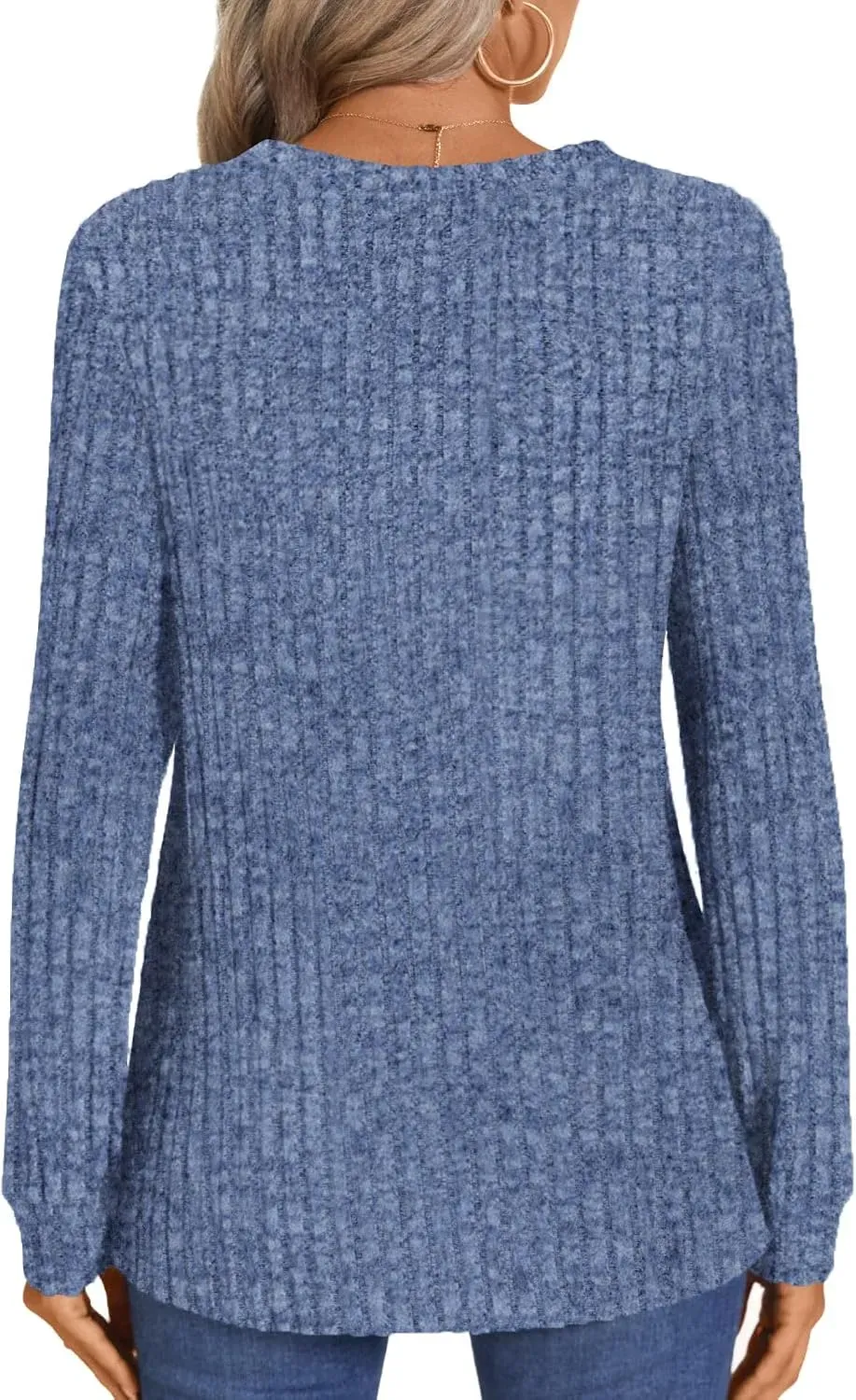 HOTGIFT Womens 2024 Fall Winter Tunic Tops Long Sleeve Casual T-Shirts Soft Comfy Stripe Blouse Lightweight