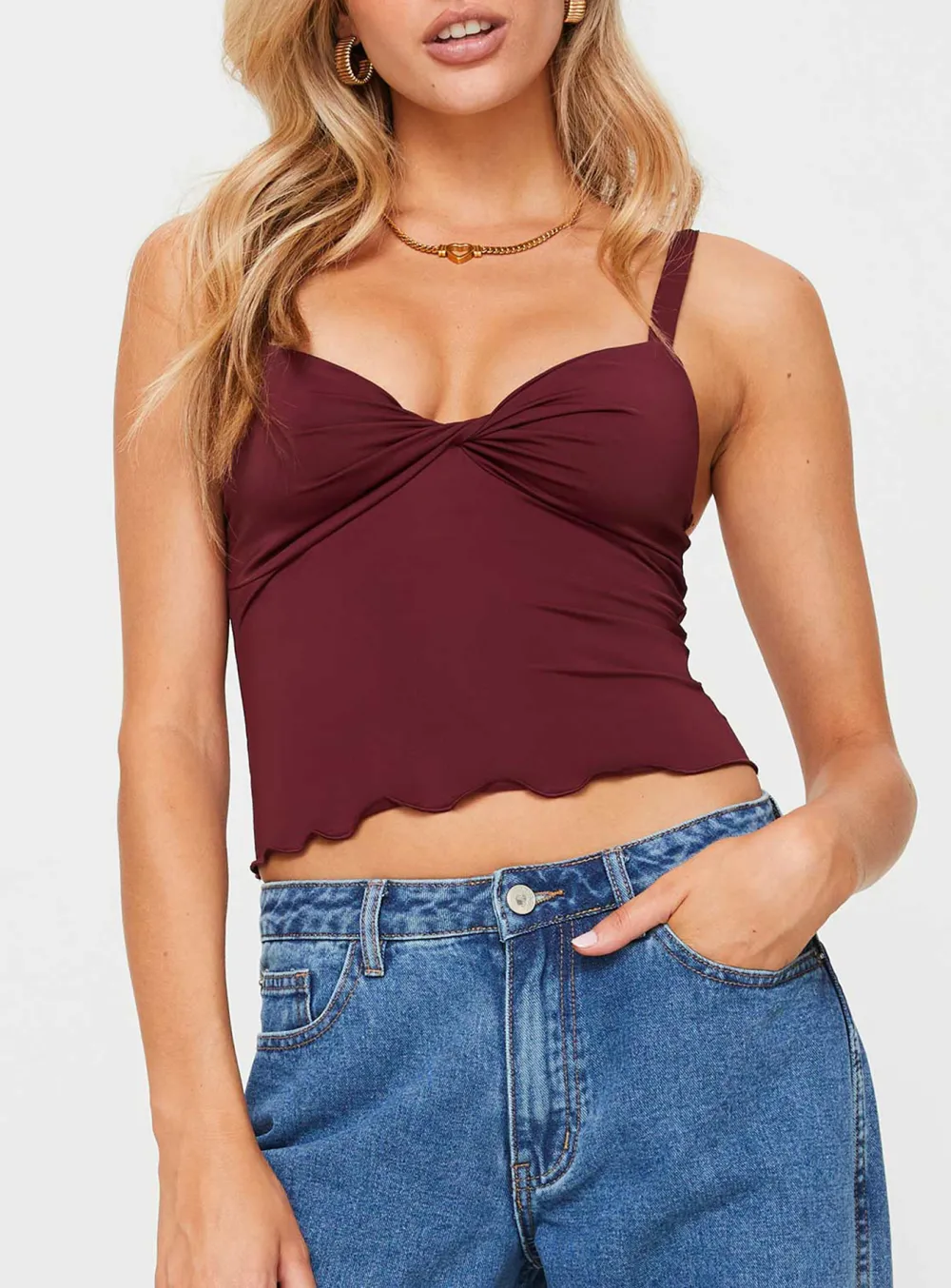 Grey Crisscross Strap Crop Top