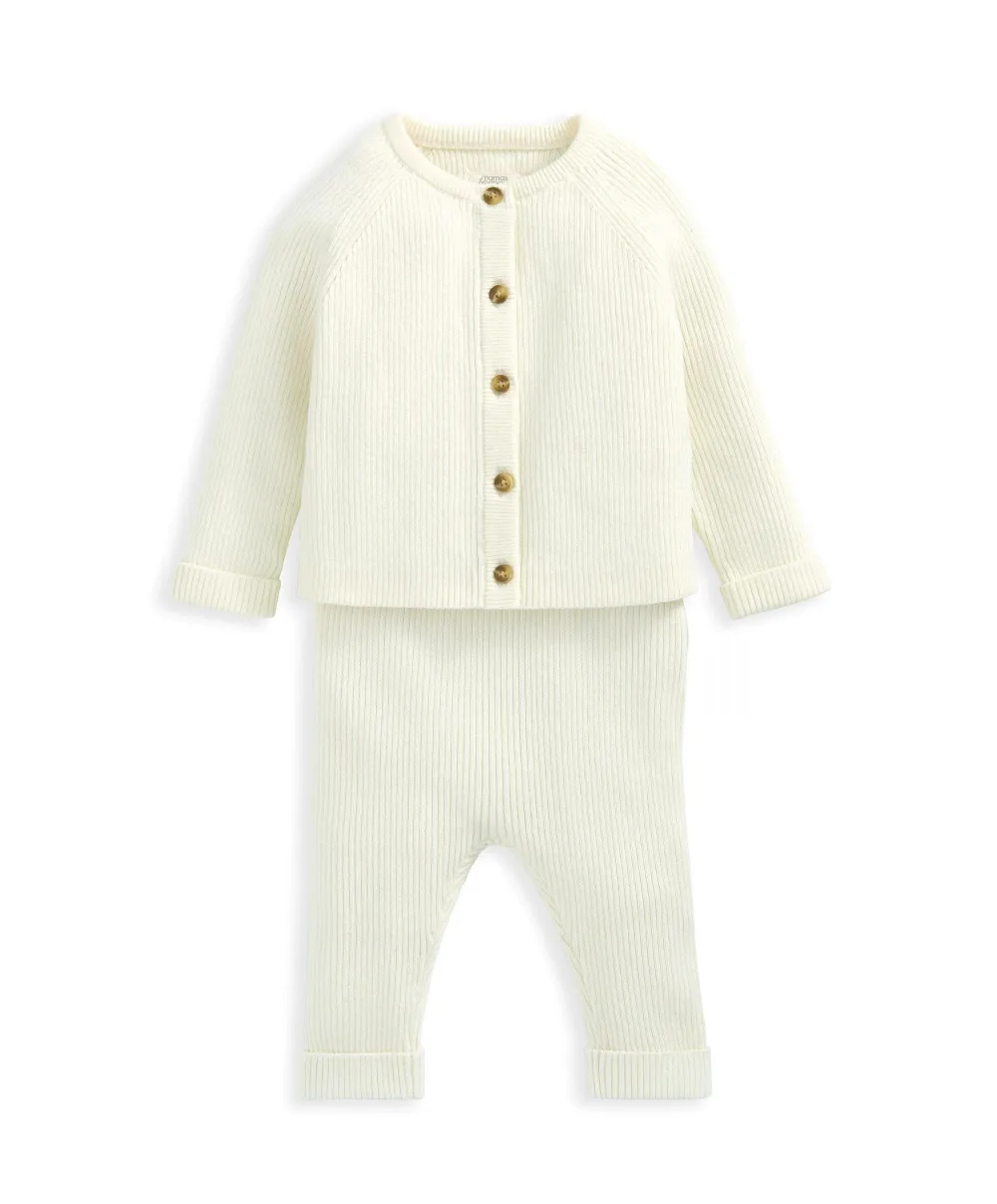 Knitted Cardigan & Leggings Set - Sand