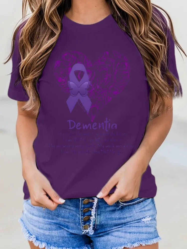 Women's Alzheimer's Awareness Floral Print T-Shirt