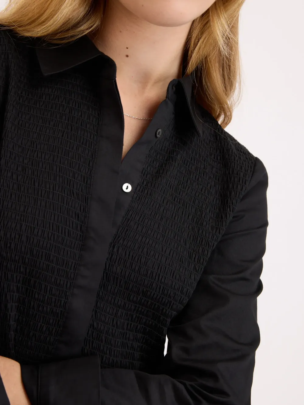 Black Shirred Detail Dress