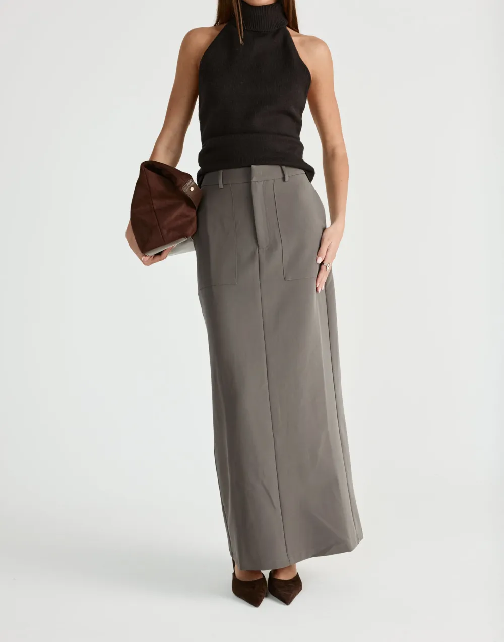 Minimalist Three Dimensional Cut Slit Skirt