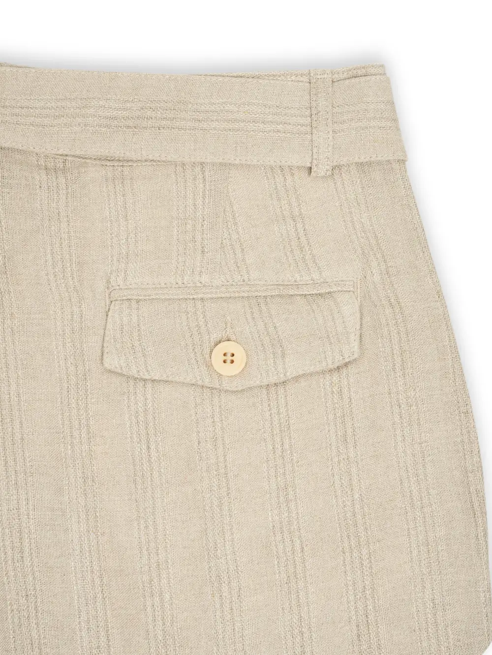 Sand Straight-Leg Belted Linen Trousers