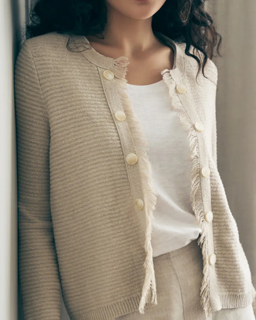 Fringe Linen Cardigan