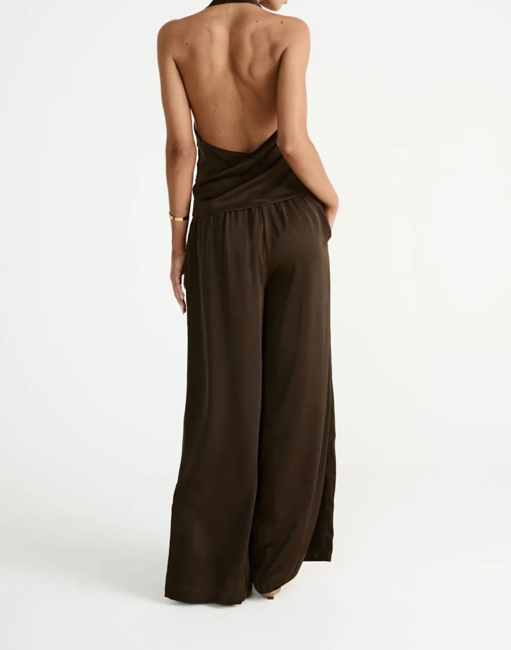 Minimalist Satin High Waist Wide Leg Pants For Women