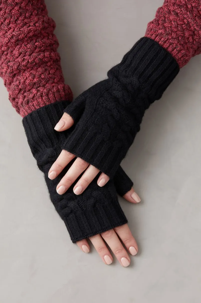 Women's Fingerless Cashmere Gloves