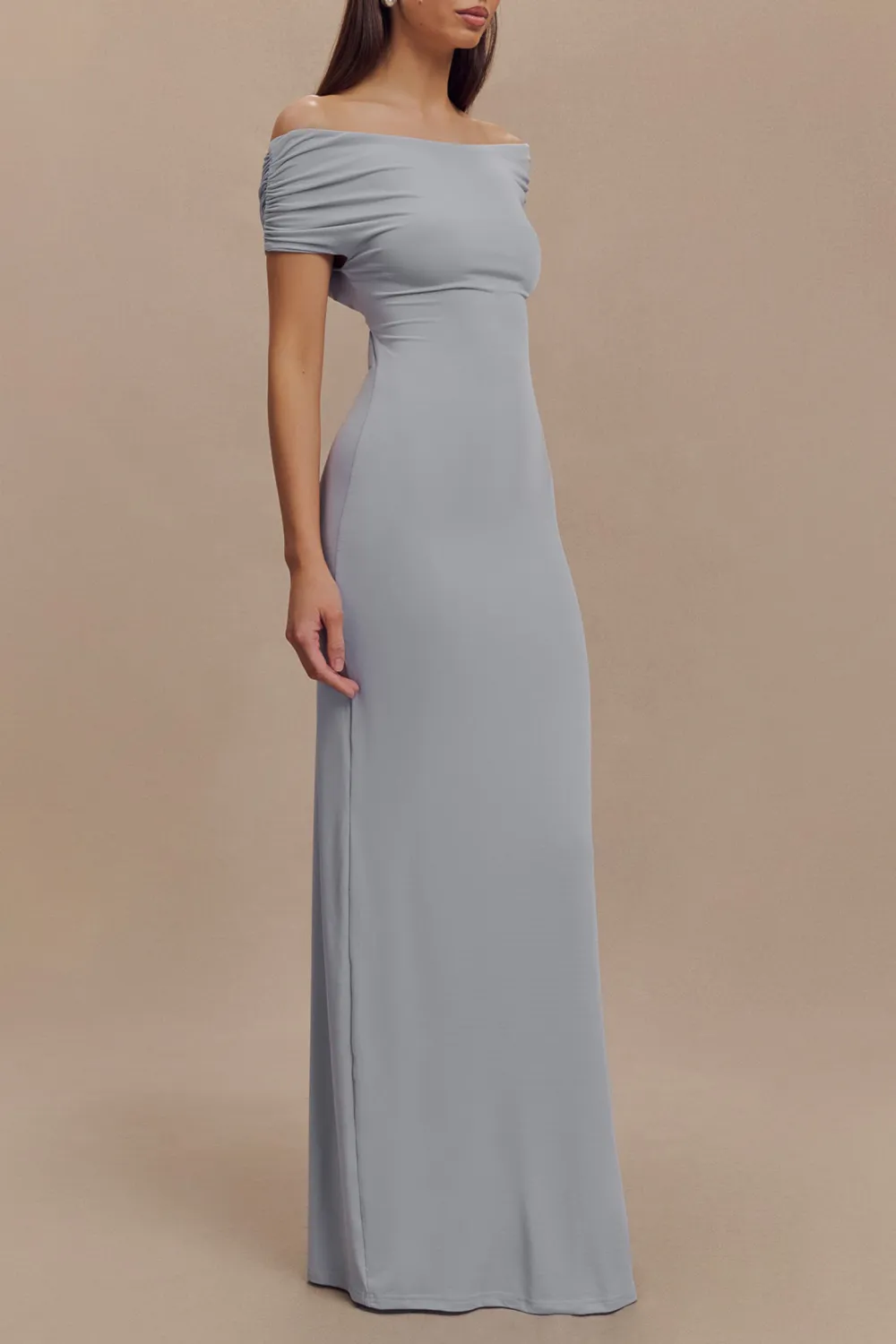 Casual Off Shoulder Slinky Maxi Dress