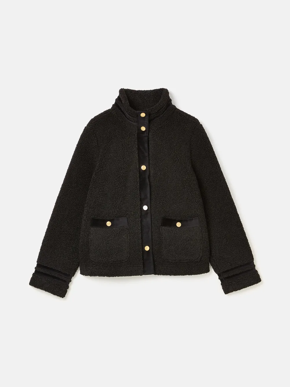 Funnel Neck Black Fleece Jacket