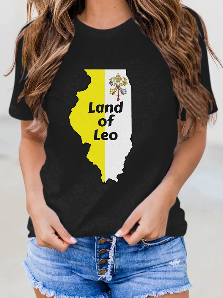 Women'S Land Of Leo Round-Neck Short-Sleeved T-Shirt