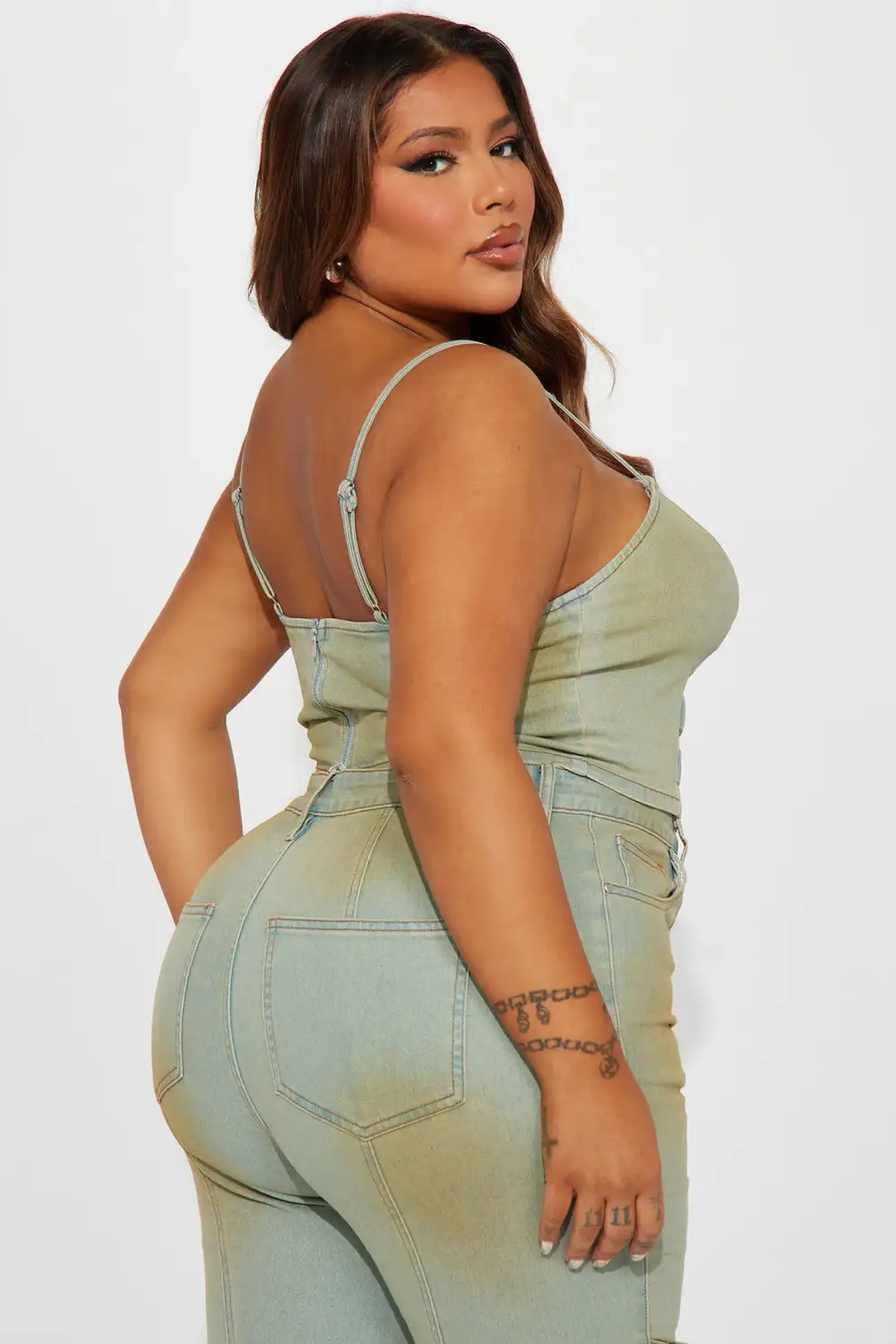 Fiona Tinted Stretch Denim Top - Light Wash