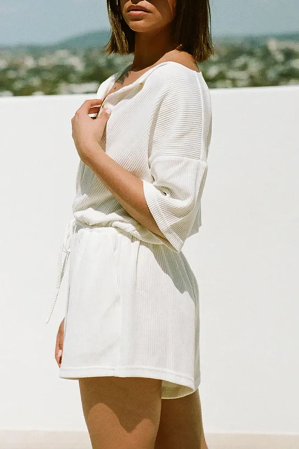 Loose Fit Button Up Short Romper