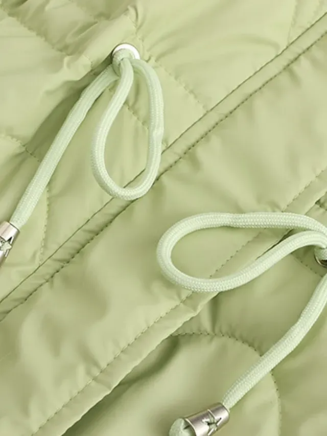 Women's Parka Puffer Jacket Winter Coat Zip up Hooded Coat with Fur Collar Drawstring Thermal Warm Heated Coat Removable Hood Fall Outerwear with Pockets Warm Classic Long Sleeve Light Blue Pink Black