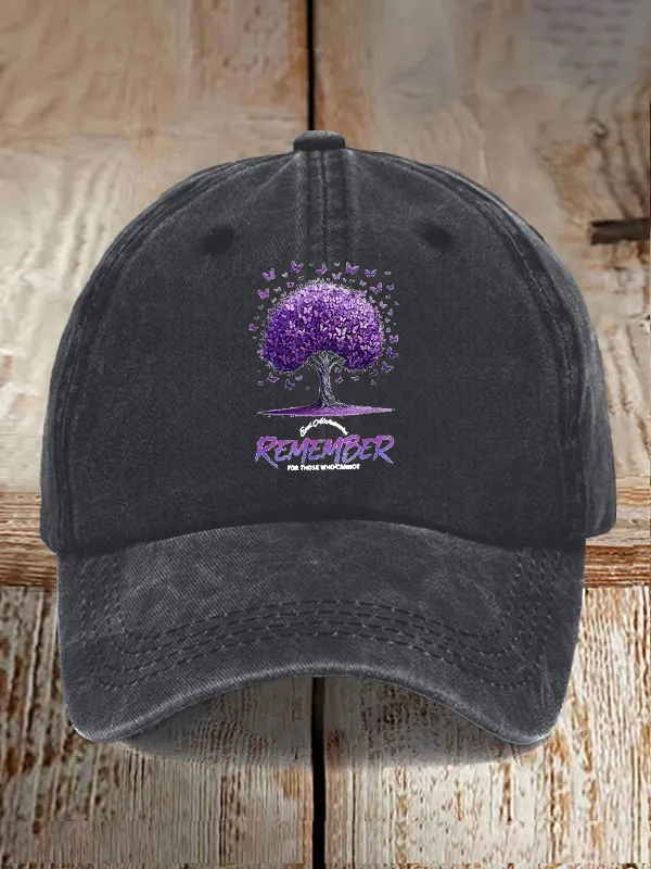 Alzheimer'S Awareness End Alzheimer Remember For Those Who Cannt Butterfly Printed Baseball Cap