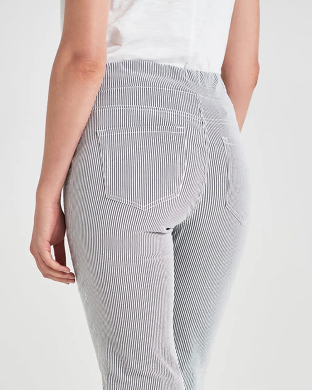 Striped Knit Knee Length Shorts