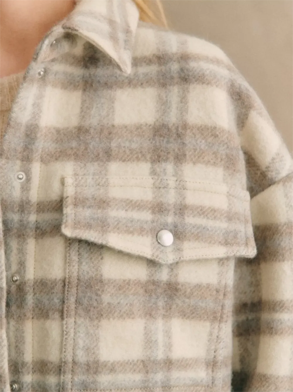 Oversized Check Wide Sleeves Jacket