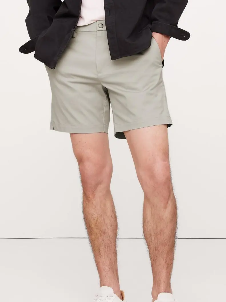 Men's Light Gray Casual Mid-Rise Cotton Shorts