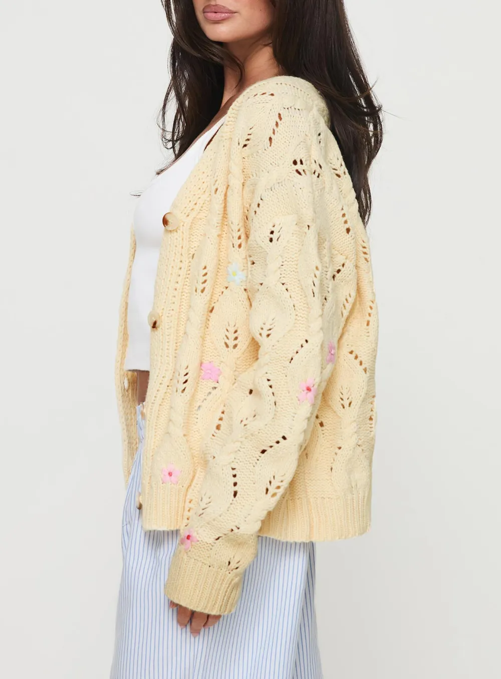 Floral Print Cardigan Cream